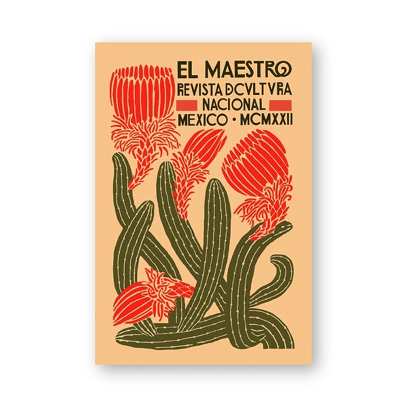 Mexican Retro Floral Canvas Wall Art - Modern Home & Garden Decor