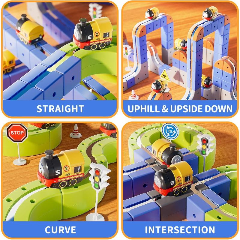Electric Train Track Toy Set with Rechargeable Locomotive - 101 Pieces, Building & Creative Play