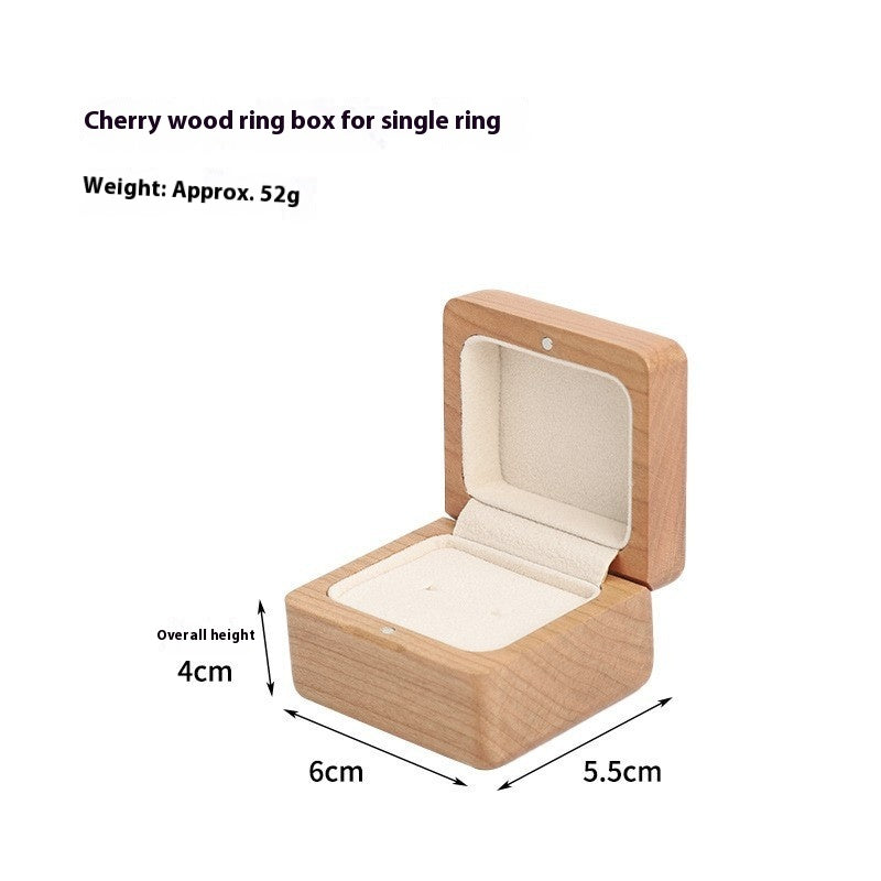 Wooden Ring Box - Solid Walnut or Cherrywood Jewelry Storage Case - Portable Exquisite Design