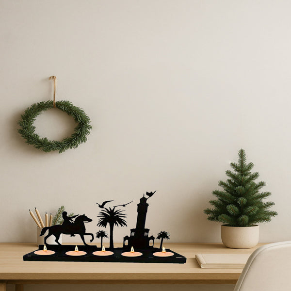 Modern Antler Candle Holders Set - Rustic Wooden Decor