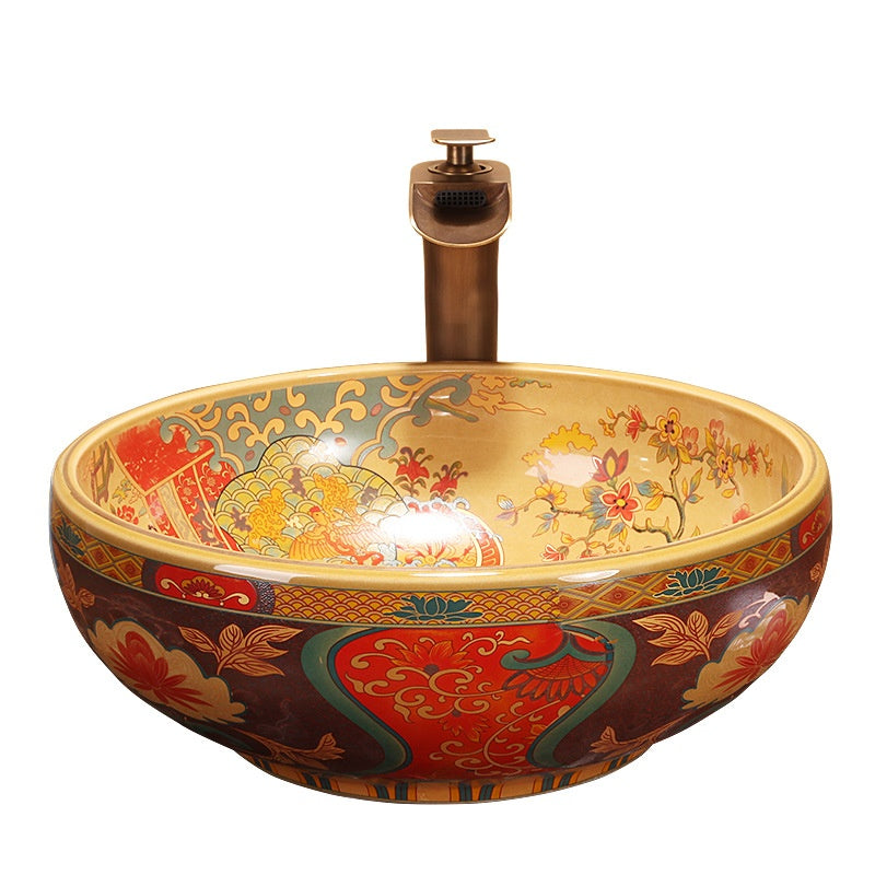 Artistic Ceramic Hand Washing Basin Retro Style - Multiple Variants