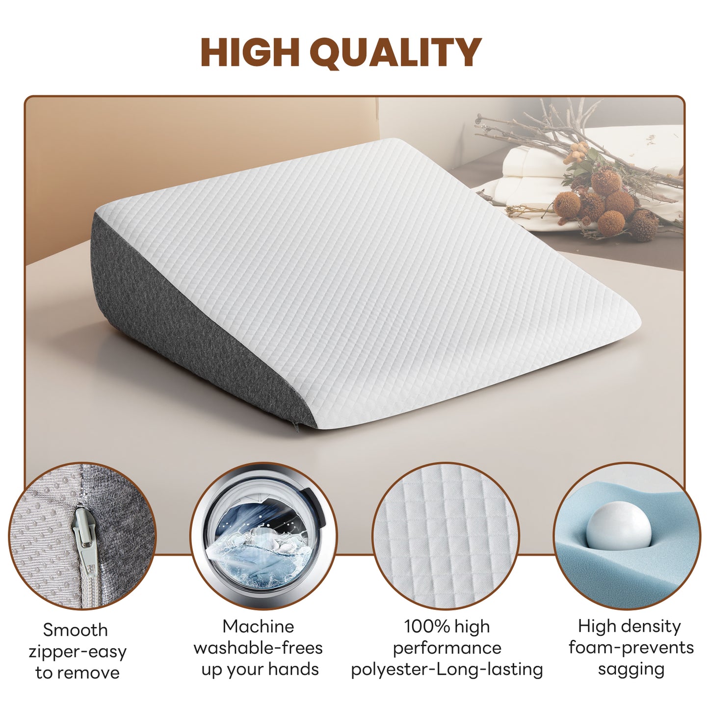 Memory Foam Wedge Pillow - Versatile Support for Comfort