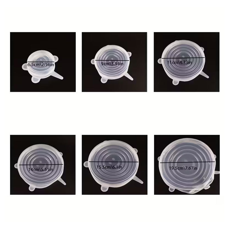 Microwave Food Cover Set with 6 Silicone Lids - Universal Fit