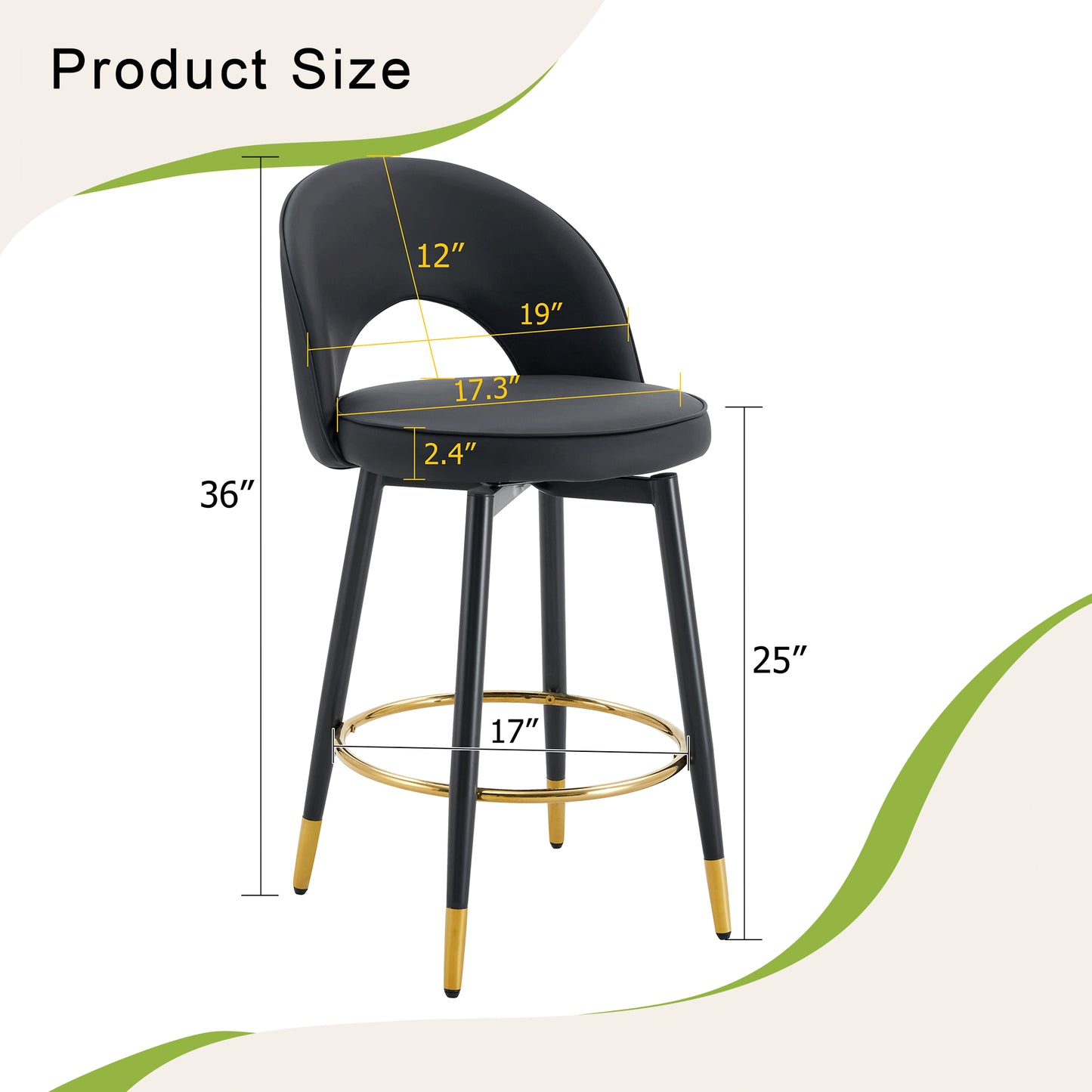 360 Rotatable Bar Chair.Modern PU Comfortable Upholstered Chair With