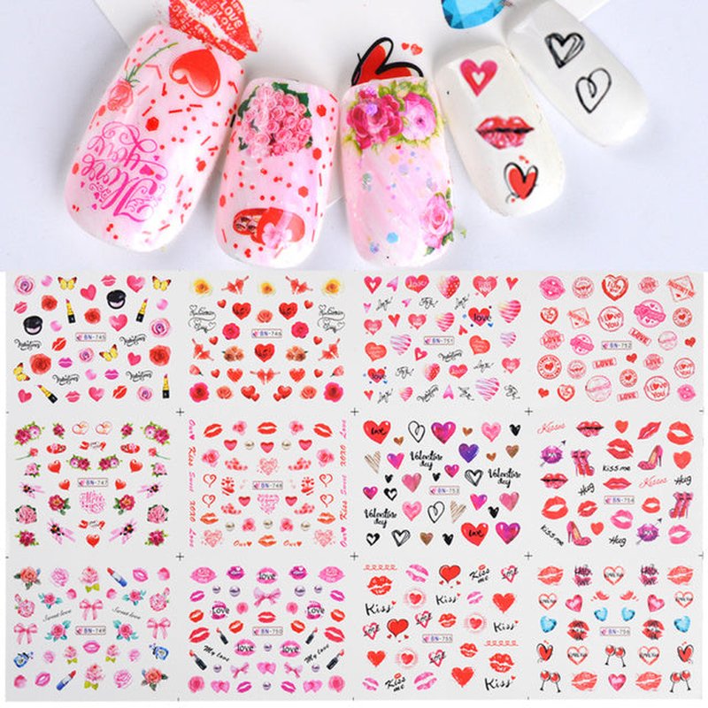12pcs Cute Christmas Nail Stickers Cartoon Animal Design