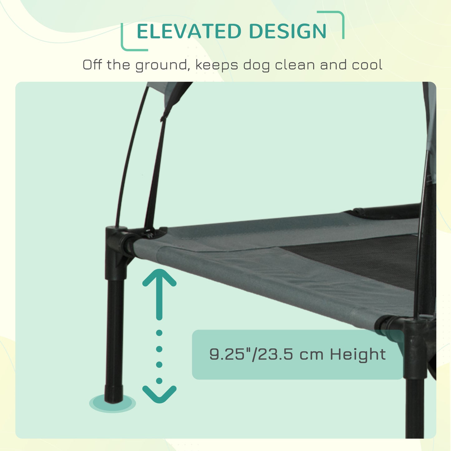 Elevated Dog Bed with Canopy Shade and Cooling UV Protection - 48x36 Inches