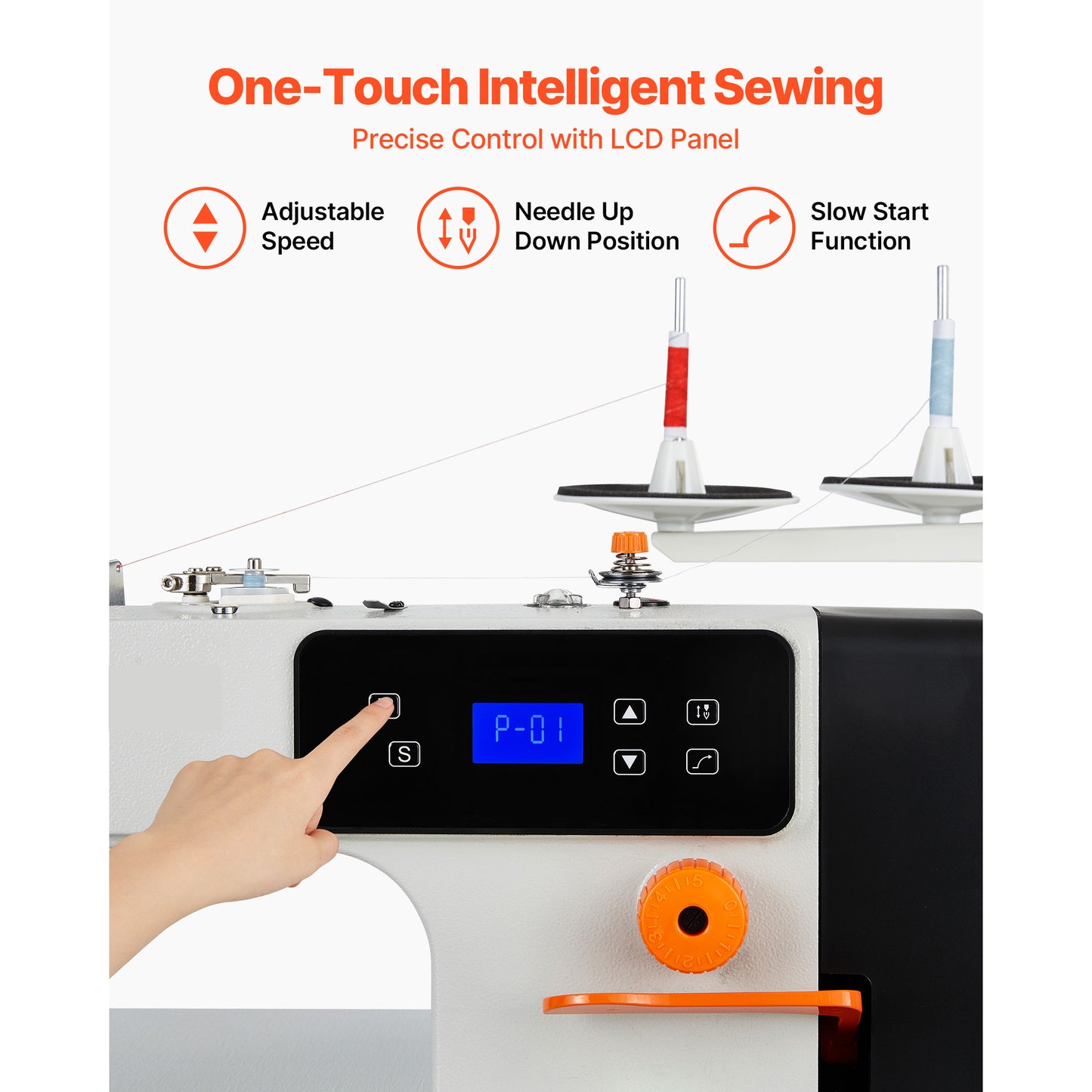 Industrial Sewing Machine 550W Lockstitch Set with Servo Motor & Table Stand