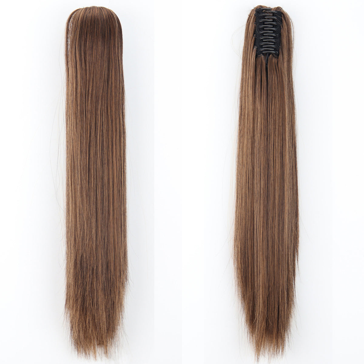 Long Straight Synthetic Wig with Ponytail Claw Clip - Chemical Fiber Hair Extension