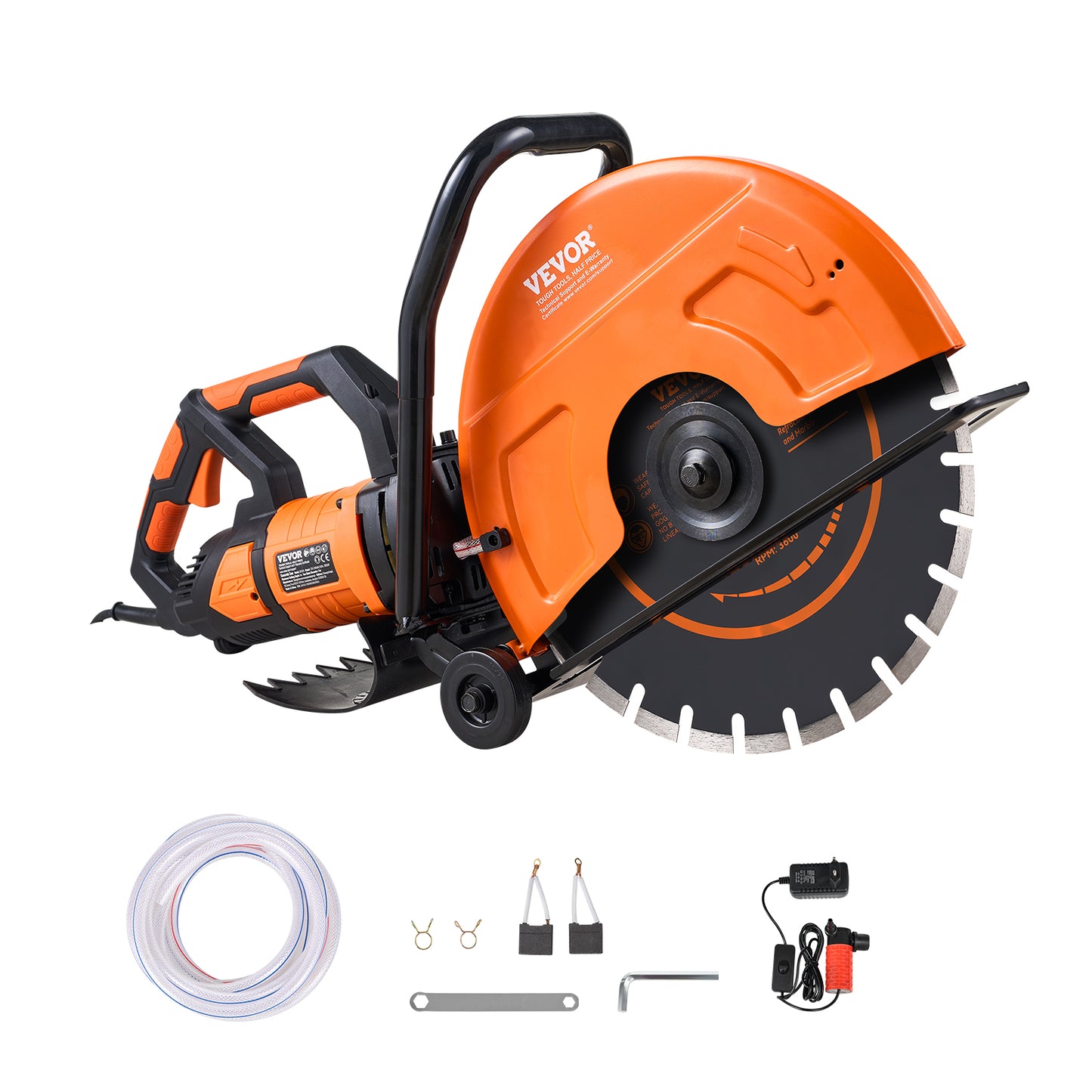 Electric Concrete Saw 16In 3200W Circular Cutter with Adjustable Depth Water Line