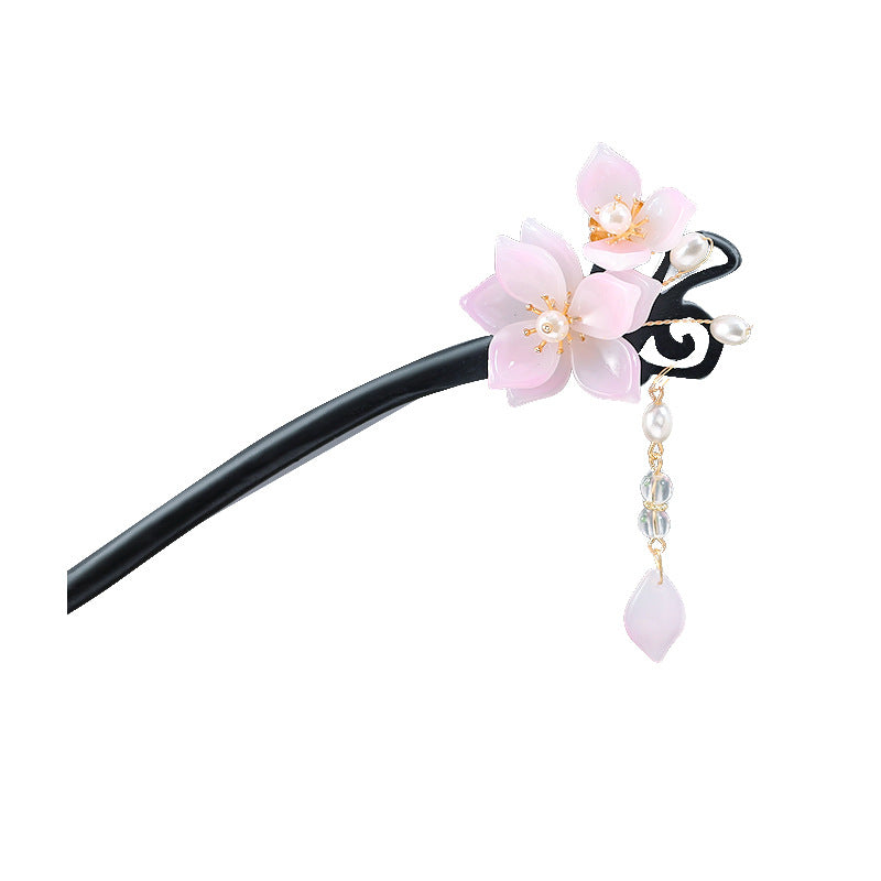 Vintage Silver Orchid Tassel Hairpin