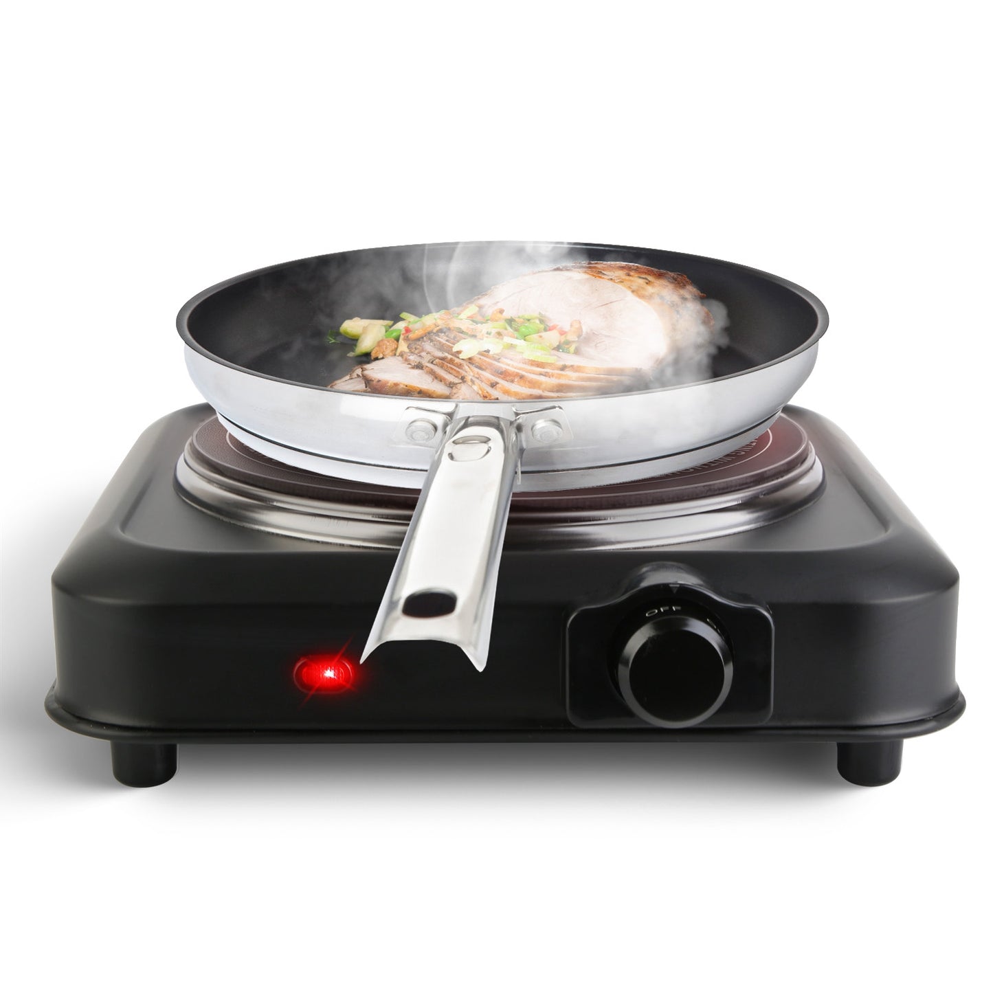 Portable Infrared Single Burner Hot Plate with 7.5in Glass Cooktop 1200W Stepless Temp Control