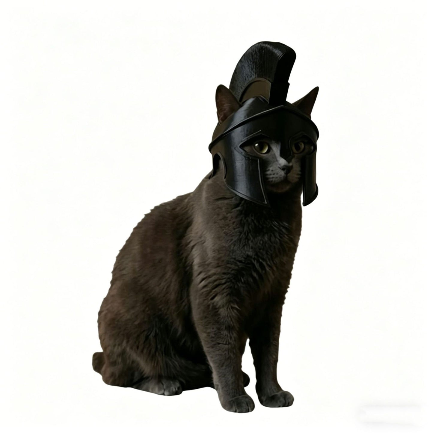 Black Cat Spartan Helmet Ornament - 3D Printed Home Decor & Pet Cosplay Prop