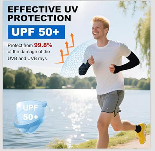 Cooling Ice Silk Sun Sleeves - UV Protection Arm Guards for Outdoor Activities