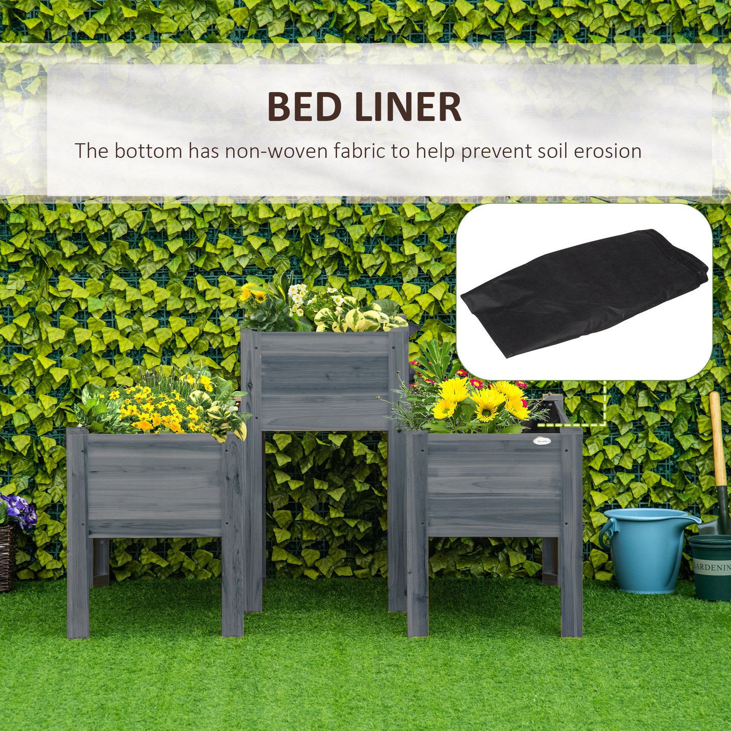 Raised Garden Bed Set of 3 with Legs - Wooden Planter Boxes for Vegetables Herbs