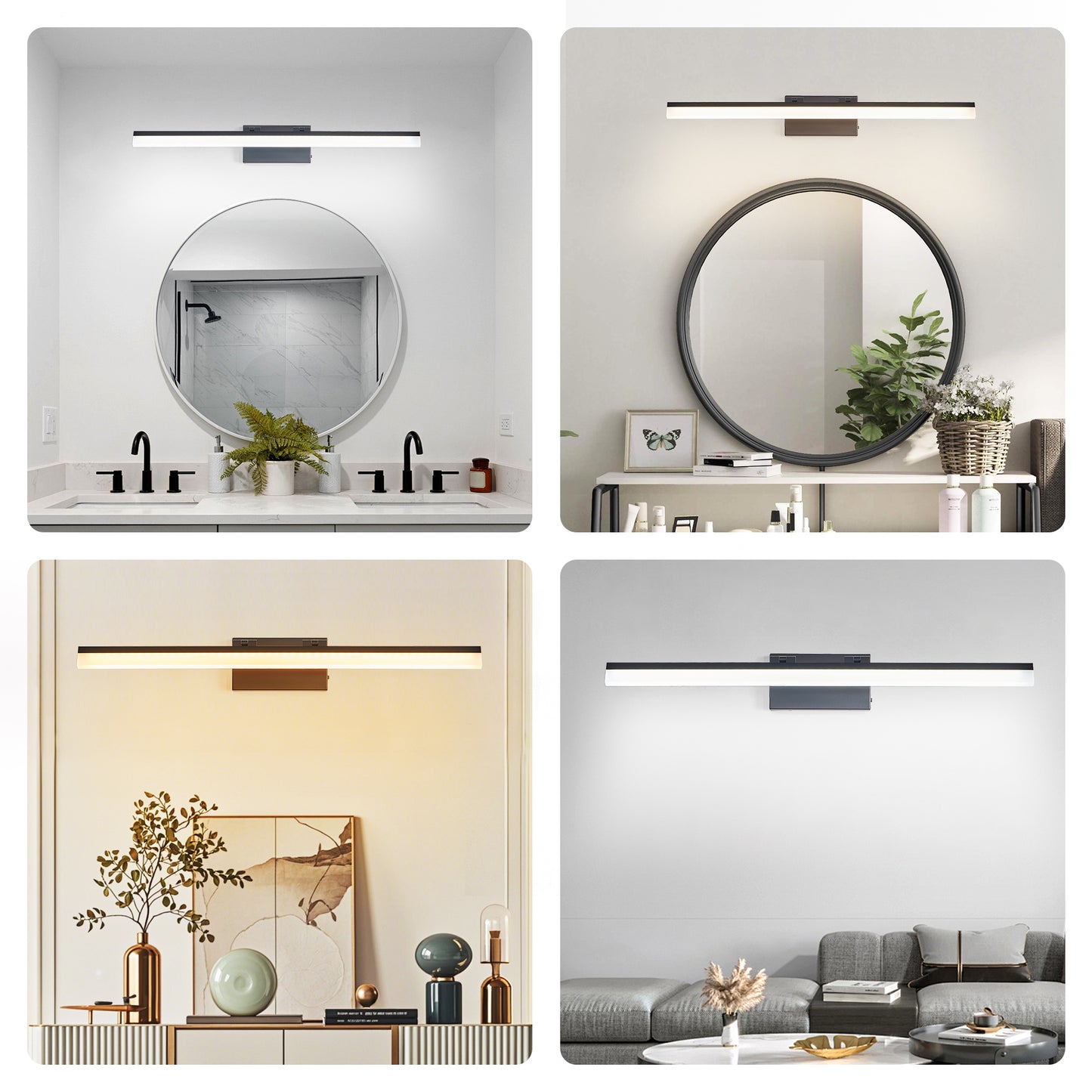 32 Inch Modern LED Bathroom Vanity Light - Black Wall Lamp for Mirror