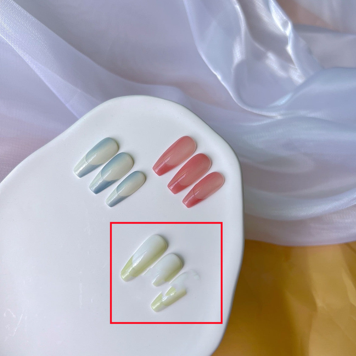 Two Tone Gradient Detachable Press-On Nails - 10 Pack