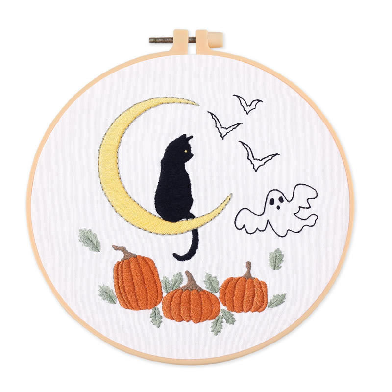 Embroidery DIY Kit for Halloween Home Decor - Beginner Material Set with Frame