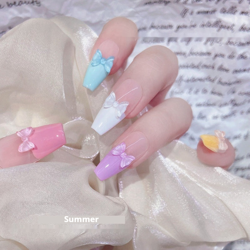 50-Pack Ice-Transparent Bow Tie Resin Nail Art Decorations - Cute Nail Accessories