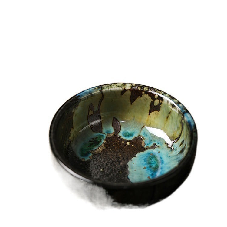 Ceramic Breakfast Dessert Bowl - Porcelain Rice Bowl with Colored Glaze, 4.5 Inch