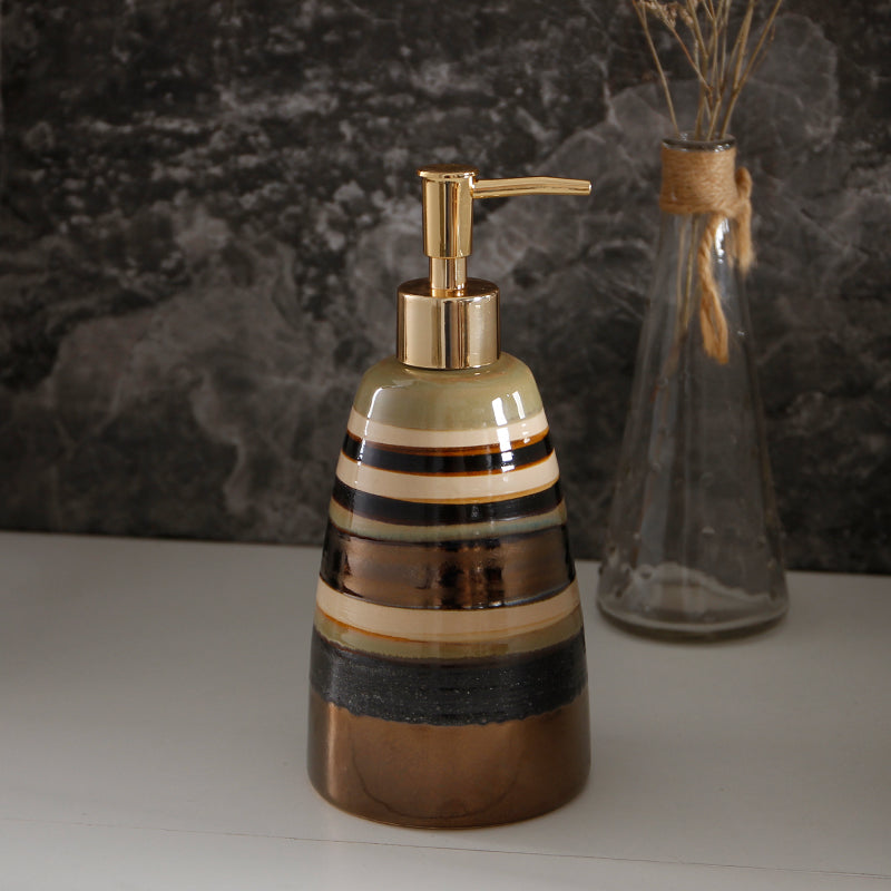 Ceramic Hand Sanitizer Bottle - Retro Gold Push Type 500ML