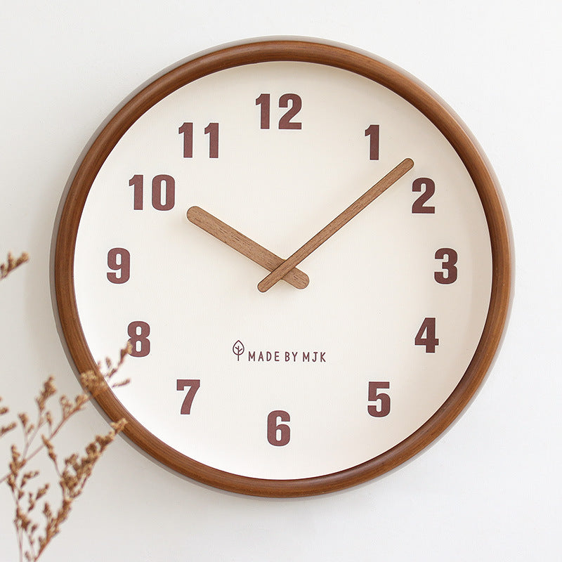 Modern Minimalist Wall Clock - Solid Wood Retro Design, Multiple Sizes
