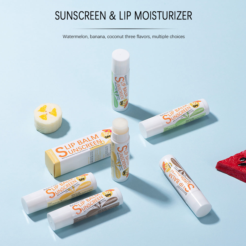 Moisturizing Lip Balm Set - Water, Coconut, Banana Flavors, Hydrating Lip Care
