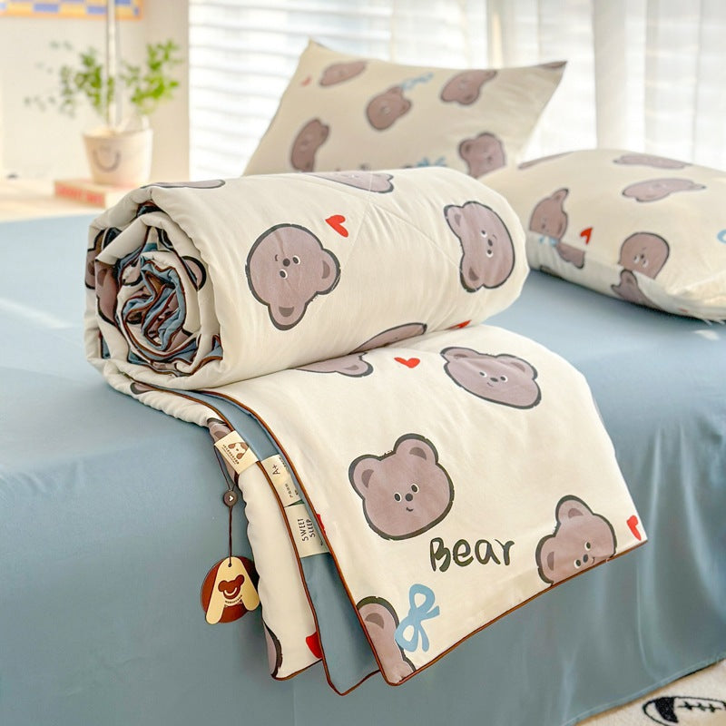 Summer Quilt with Soybean Fiber and Cotton Washable Bedding Set