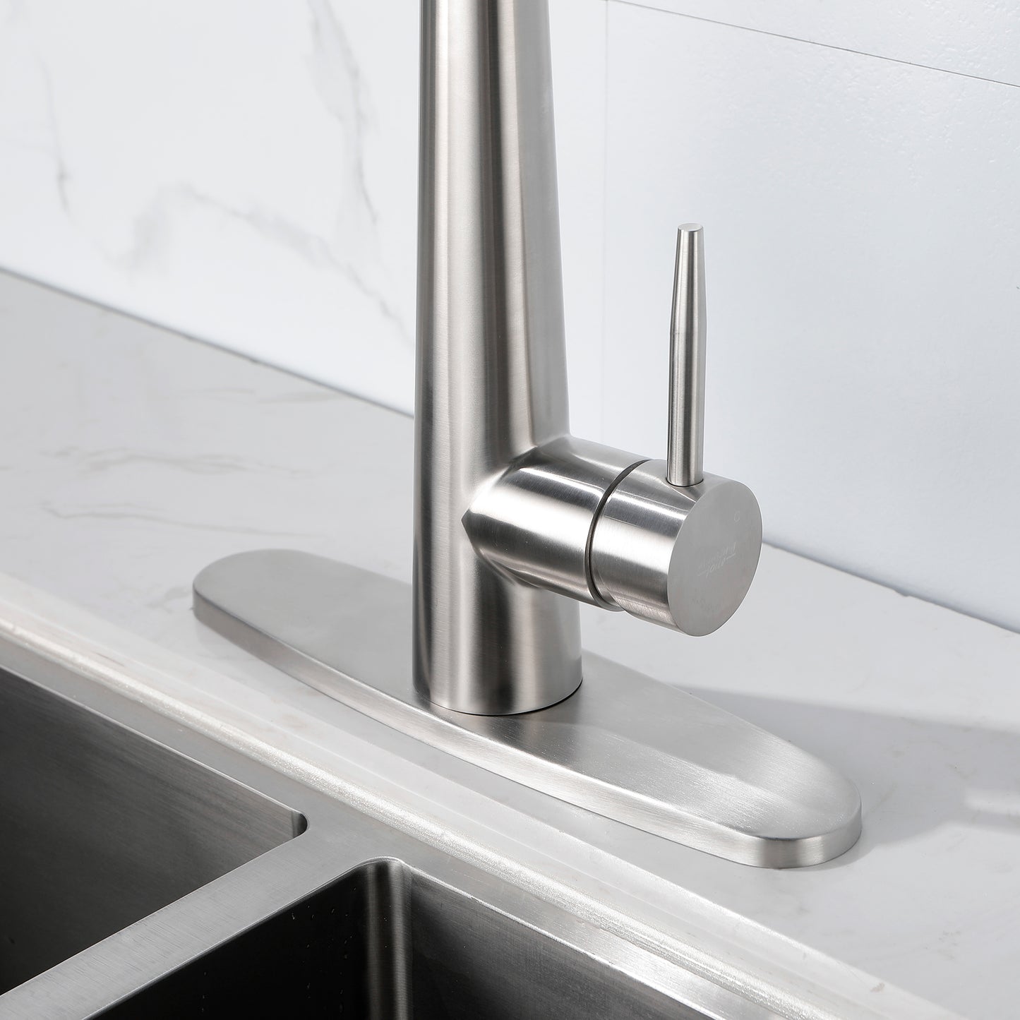 Stainless Steel Kitchen Faucet with Single Handle and Deck