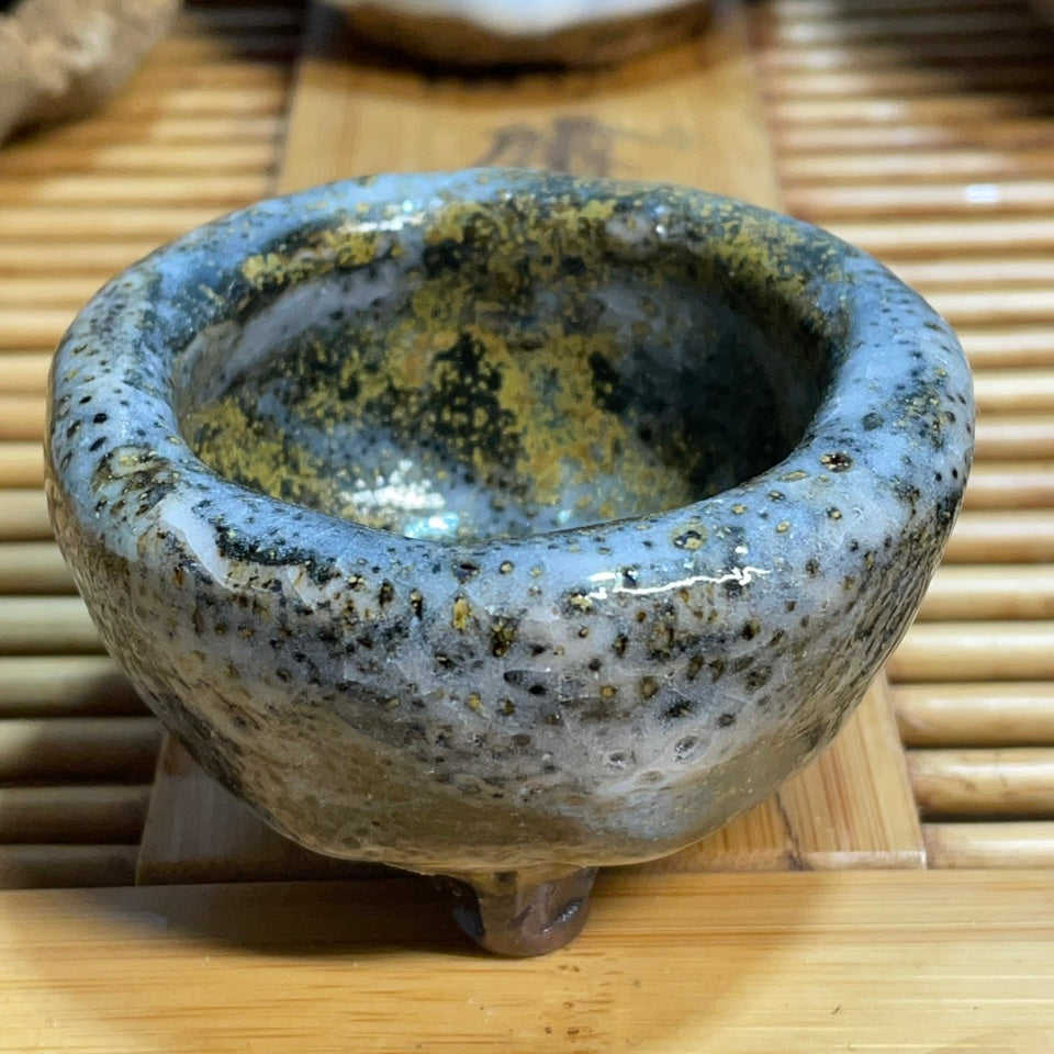 Ice Cracked Tea Cup Set - Small Japanese Style Pottery Drinkware with Variations