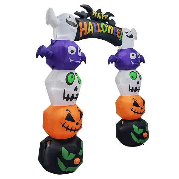 8.2FT Inflatable Pumpkin Archway with LED Lights for Halloween Decor