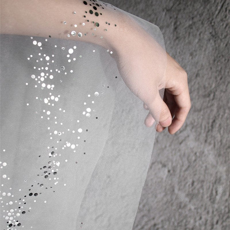 Sequin Mesh Fabric for Crafts and Sewing - Irregular Hanfu See-Through Material, 0.5m White