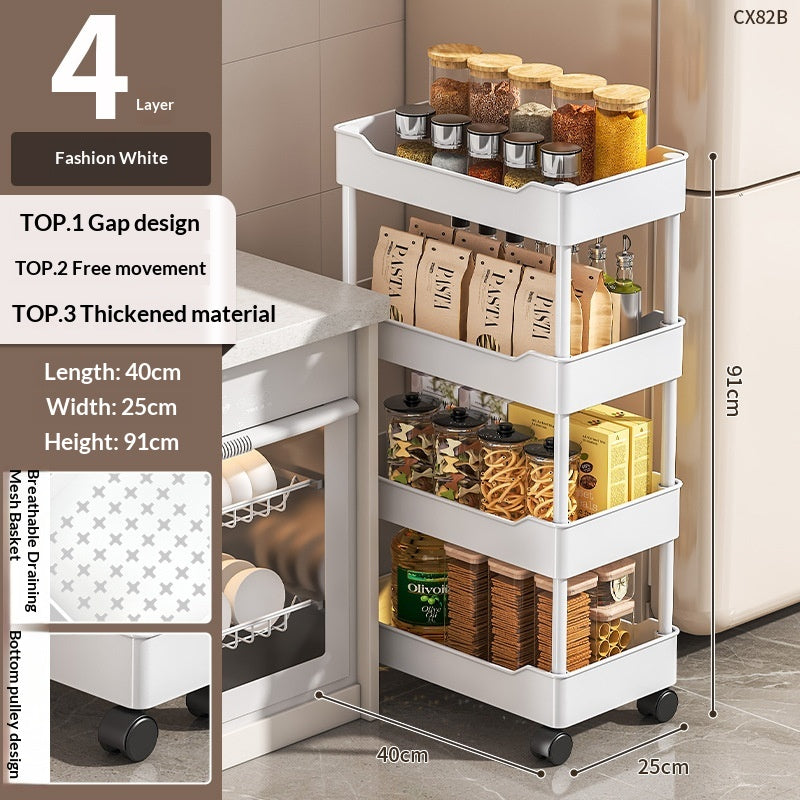 Multi-Layer Rolling Storage Cart with Wheels for Kitchen Bathroom Organization