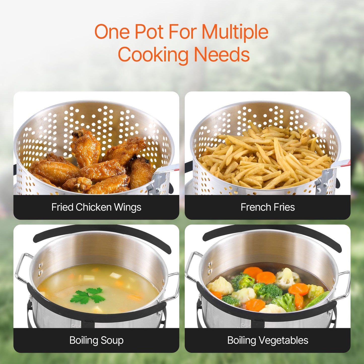 10 Qt Outdoor Propane Deep Fryer Kit with Basket - Silver