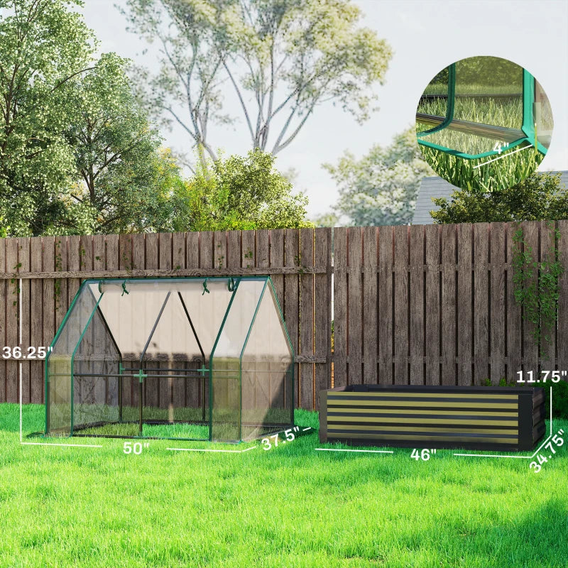 2-in-1 Raised Planter Greenhouse with Galvanized Steel Frame