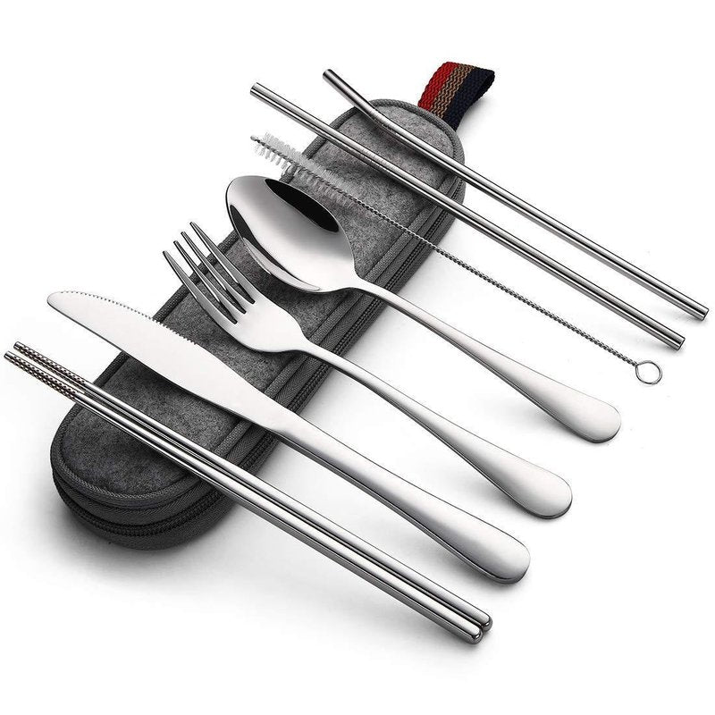 Titanium-Plated Stainless Steel Portable Tableware Set for Home & Dining