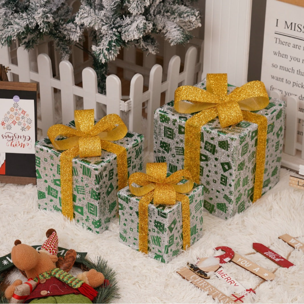 Remote Control Christmas Gift Box Lights - Holiday Decorative LED Set