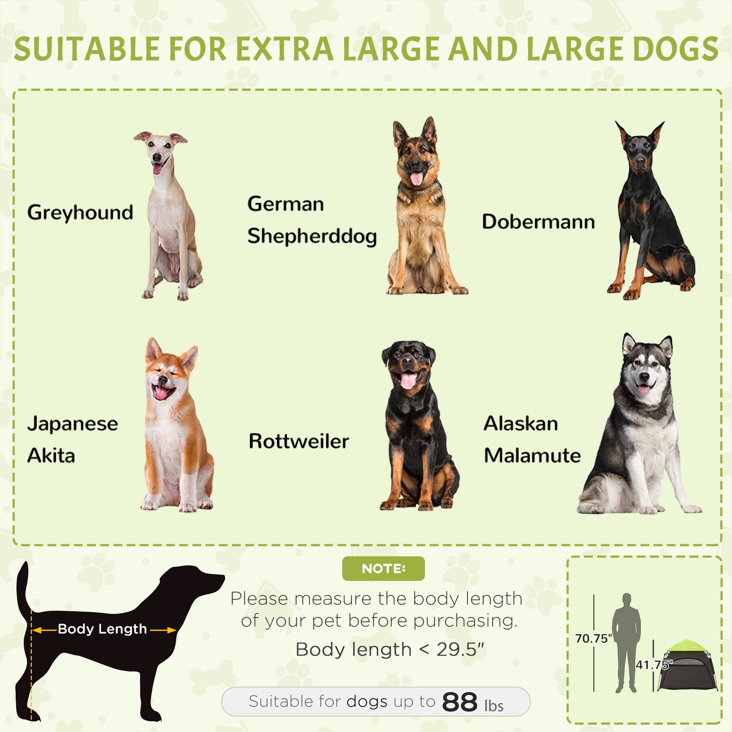 Large Dog Tent Portable Camping Shelter for Extra Large Dogs, Green