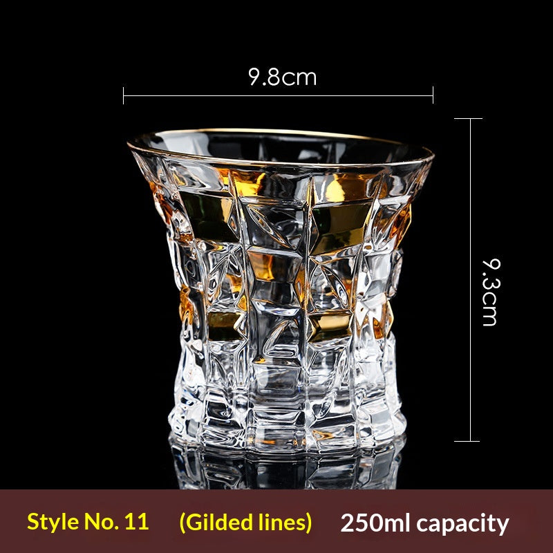 Large Gold-Trimmed Gin Crystal Glass - Vintage Drinkware for Bar & Kitchen