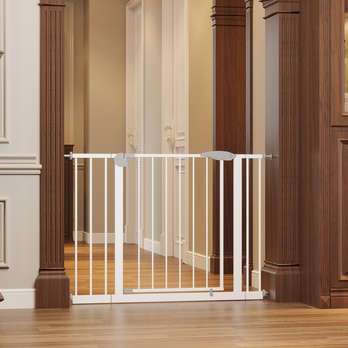 2-Pack Pressure-Mounted Baby Gate for Stairs & Doorways - White