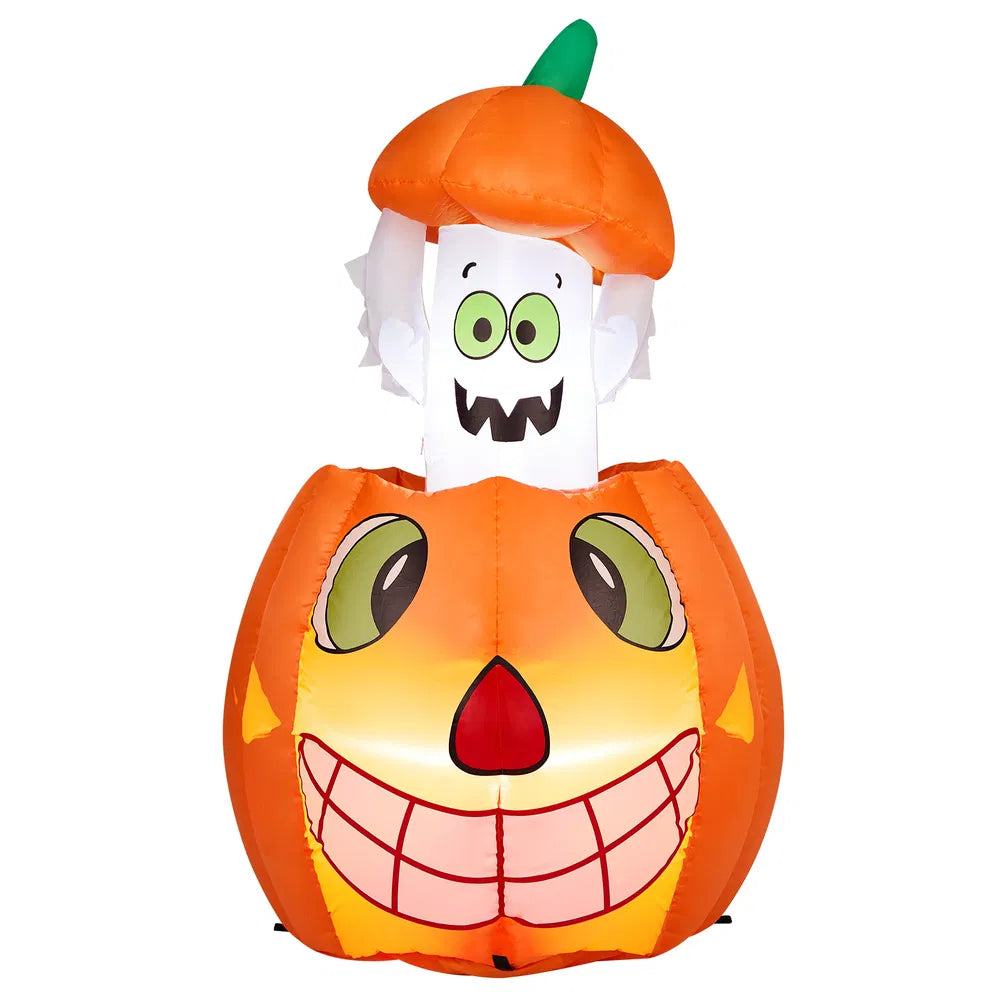 2.8FT Animated Pumpkin Ghost Inflatable Decoration with LEDs