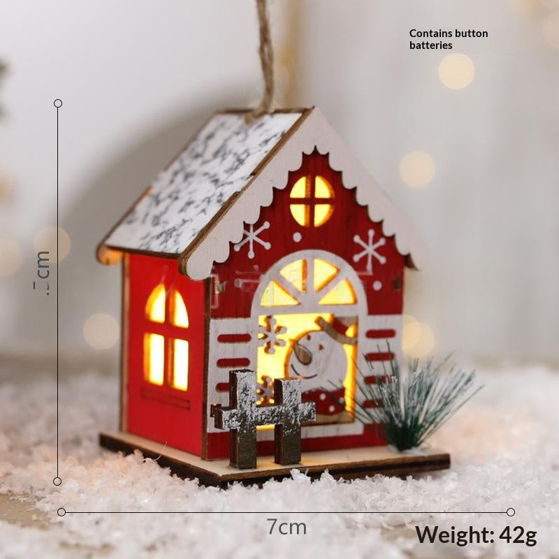 Creative Christmas Wooden House Pendant Decor - Rustic Holiday Ornaments
