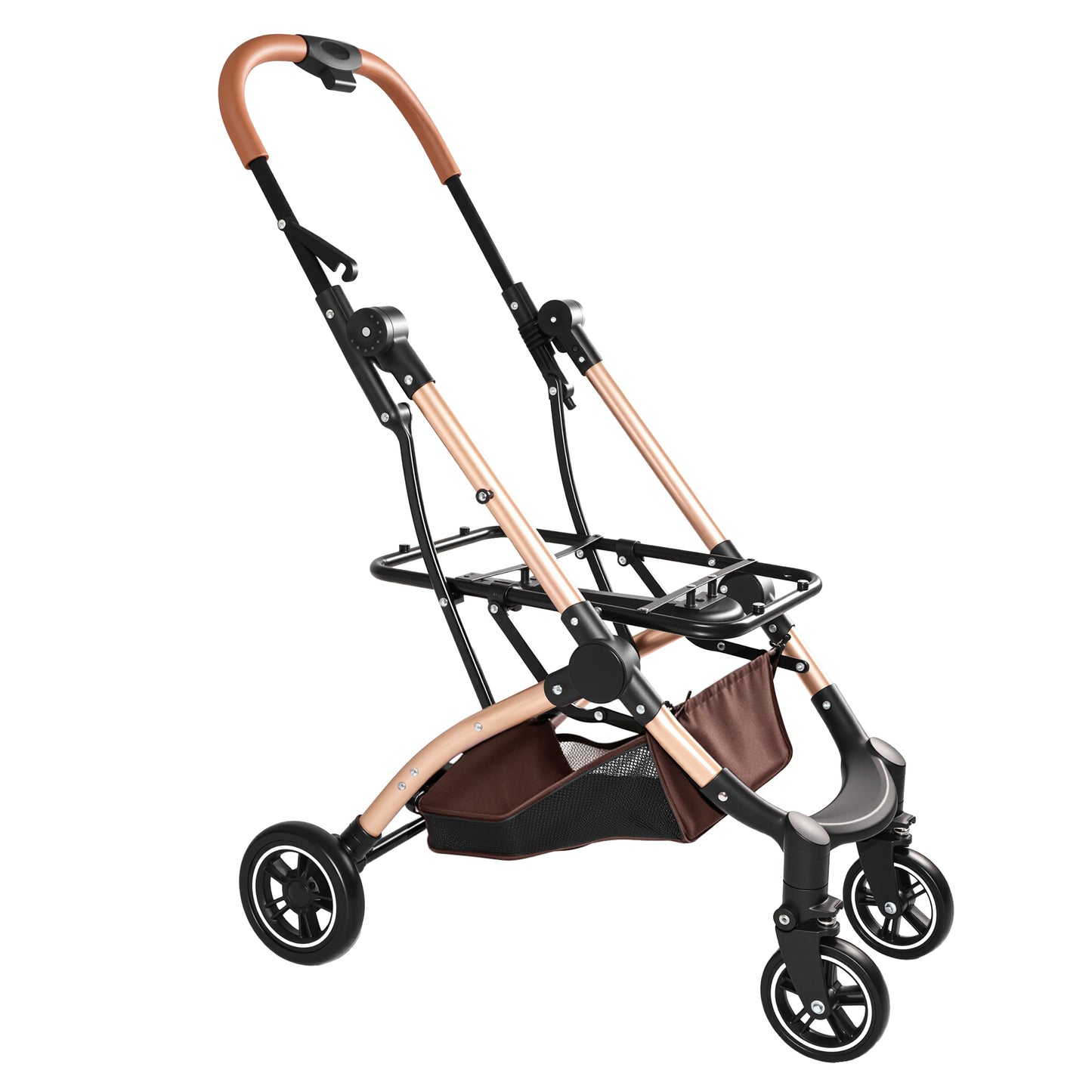 Pet Stroller for Dogs Cats 2-in-1 Foldable Sun Canopy Travel Carrier Khaki