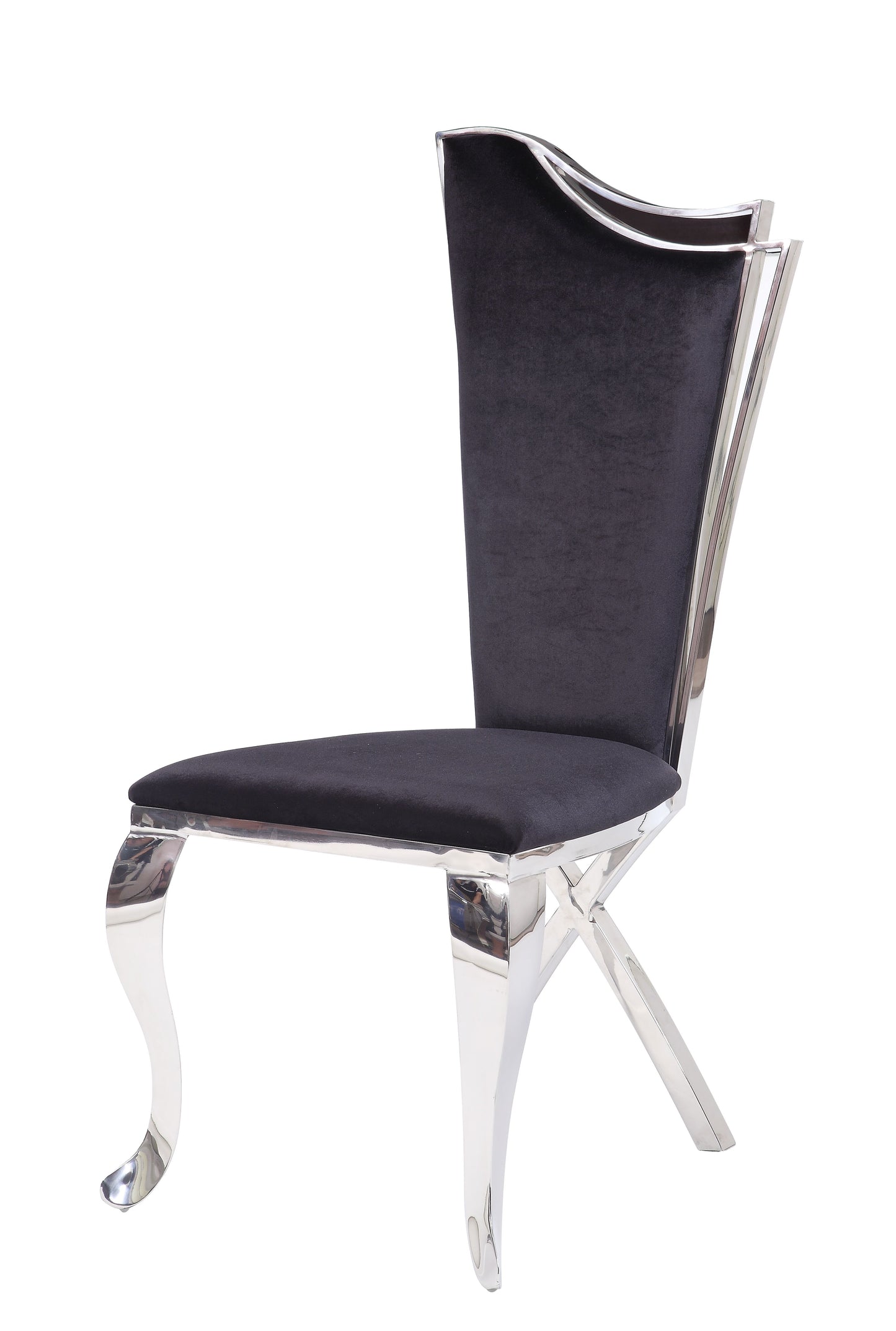 Black Fabric & Stainless Steel Side Chair Set of 2