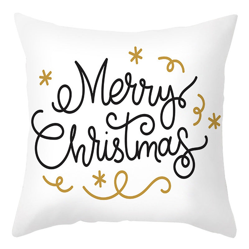 Christmas Pillow Cover Cartoon Letter Print Cushion Cover for Sofa & Office
