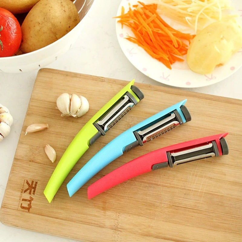 Three-in-One Rotary Peeler - Multi-Function Kitchen Tool in Green, Red, Blue
