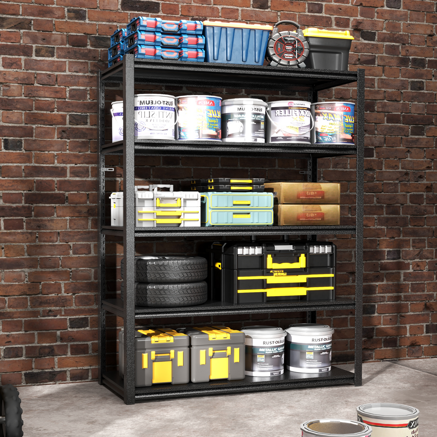 72 H 5 Tier Metal Shelves For Storage Garage Shelving 2000LBS Heavy