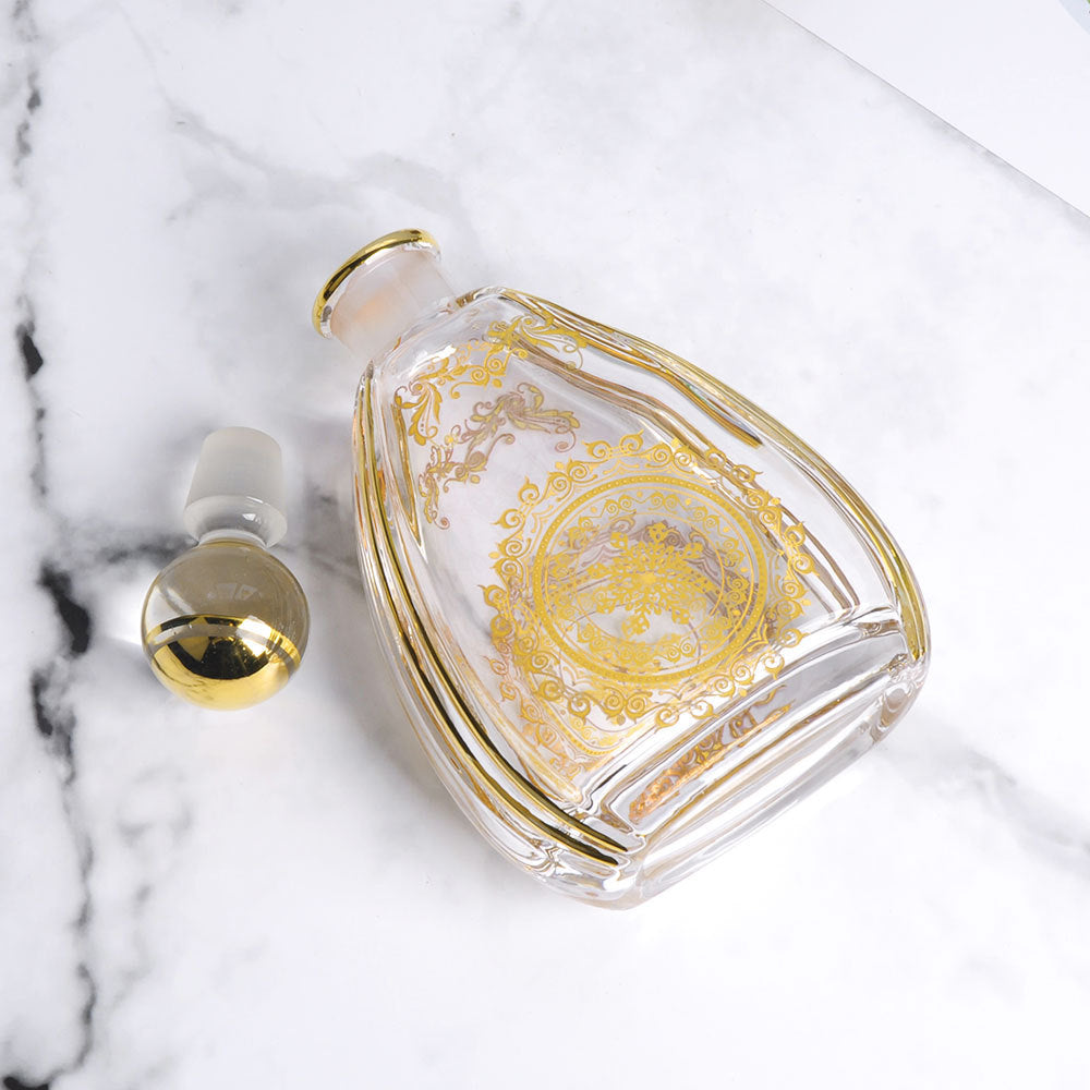 Lux Glass Perfume Bottle with Gold-Stamped Paper, Elegant Home Decor