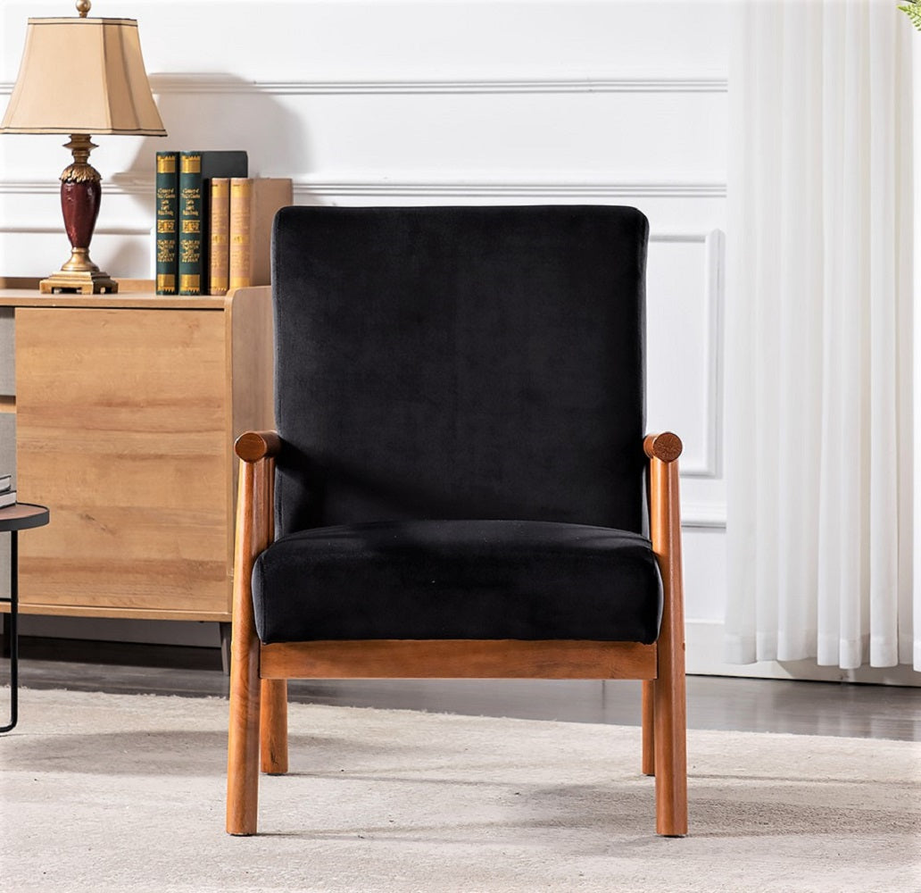 25 Wide Classic Mid-Century Modern Arm Chair, Black