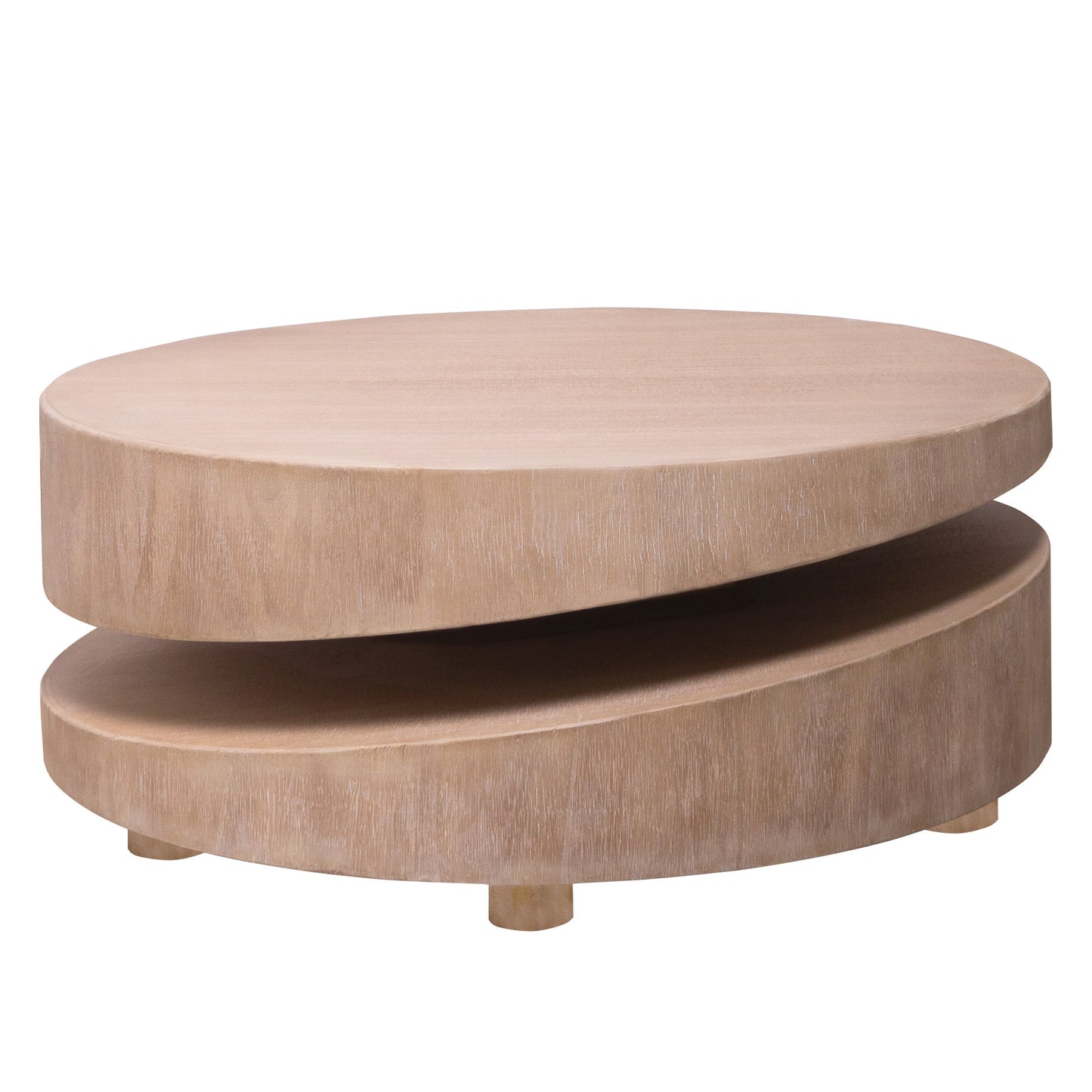 Modern Round Wood Coffee Table - 31.3" Natural Finish