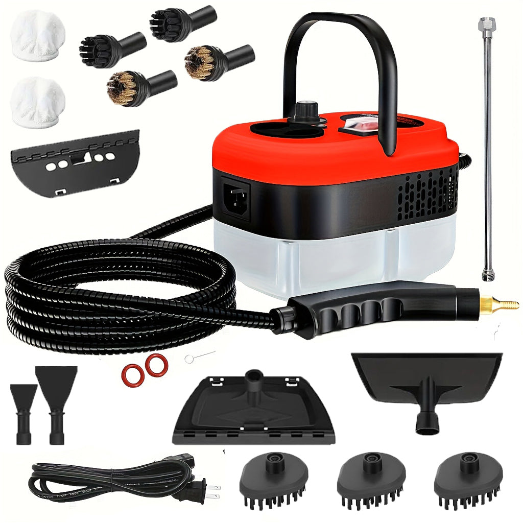 High-Power Handheld Steam Cleaner 2500W with 12 Attachments for Home & Car Cleaning